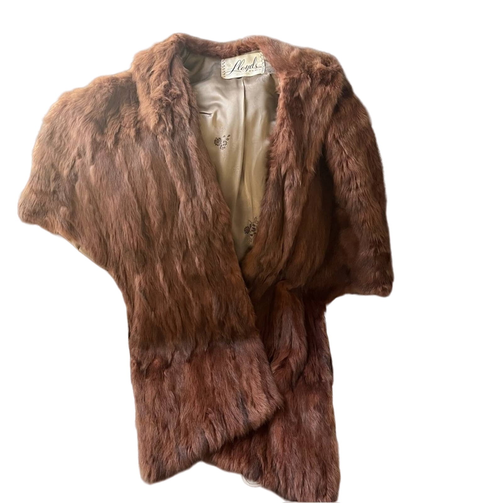 Lloyds Vintage Fur Shawl Wrap Coat Jacket